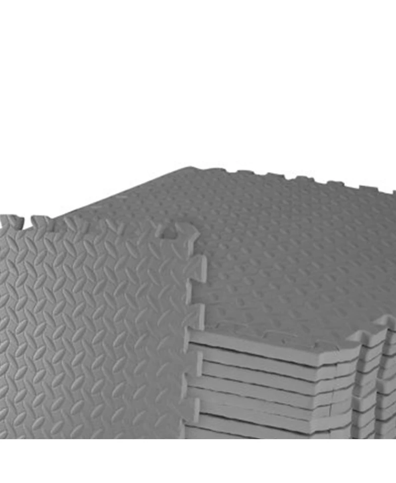 BalanceFrom Fitness 96 Sq Ft Interlocking Eva Foam Exercise Mat Tiles, Gray