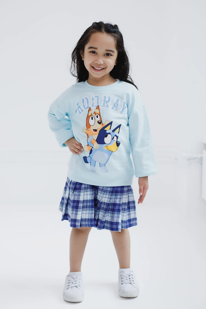 Bluey Toddler Girls Fleece Sweatshirt and Pleated Skirt