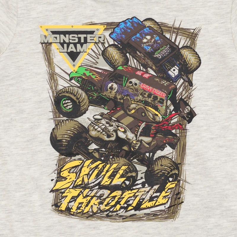 Monster Jam Boys Son-uva Digger Zombie Grave Digger Cosplay T-Shirt and Mesh Shorts Outfit Set to