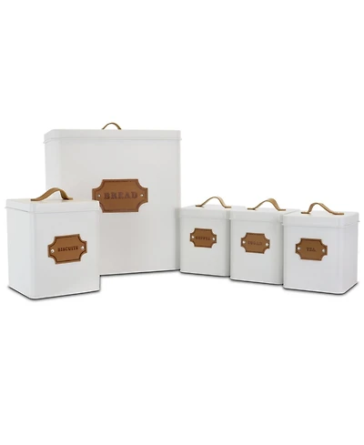 MegaChef Kitchen Food Storage and Organization 5 Piece Canister Set in White