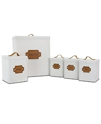 MegaChef Kitchen Food Storage and Organization 5 Piece Canister Set in White