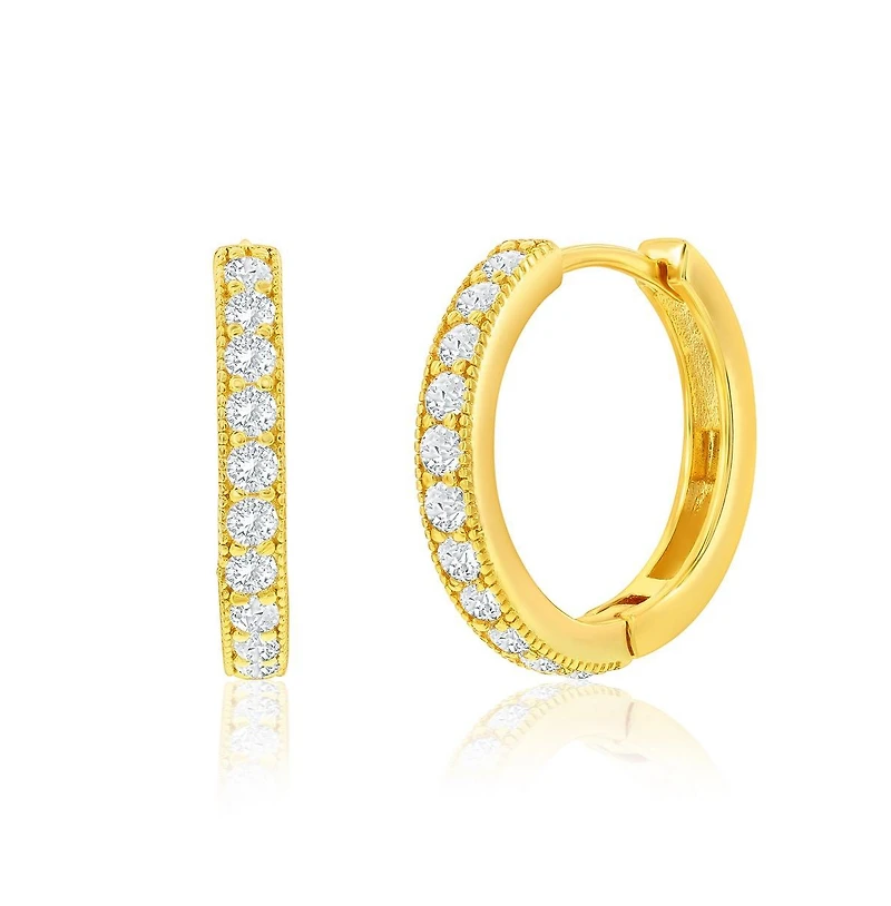 Simona Sterling Silver 19mm Cz Hoop Earrings