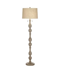 Barnes and Ivy Tuscan Chic 62 1/2" Tall Standing Floor Lamp Pull Chain Gray Natural Faux Wood Finish Living Room Bedroom House