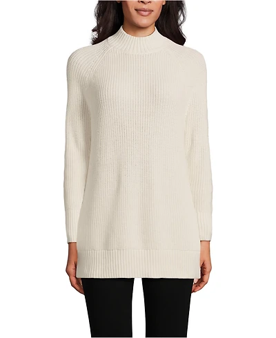 Lands' End Women's Drifter Shaker Easy Fit Mock Neck Tunic Sweater
