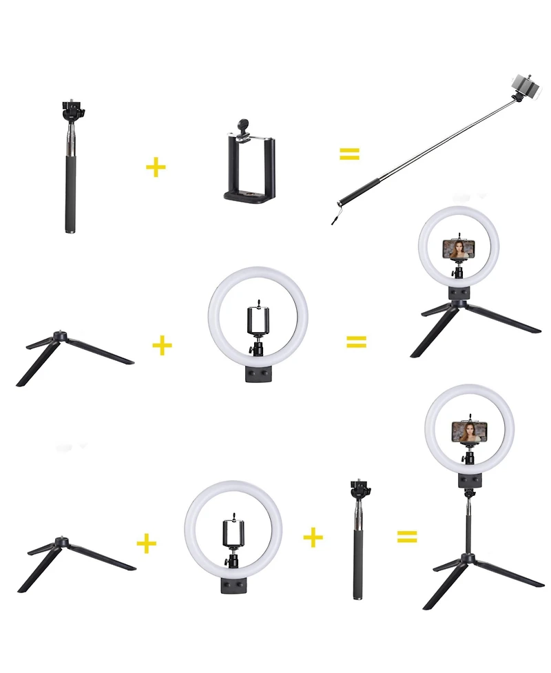 8" Dimmable Led Ring Light Floor Table Stand Usb with Phone Holder for Makeup Live Stream