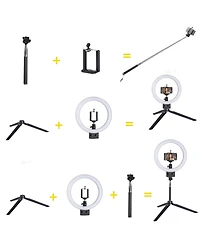 8" Dimmable Led Ring Light Floor Table Stand Usb with Phone Holder for Makeup Live Stream
