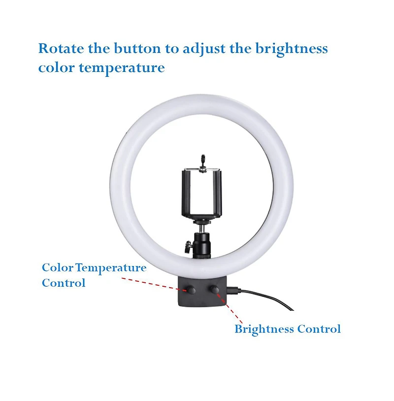 8" Dimmable Led Ring Light Floor Table Stand Usb with Phone Holder for Makeup Live Stream