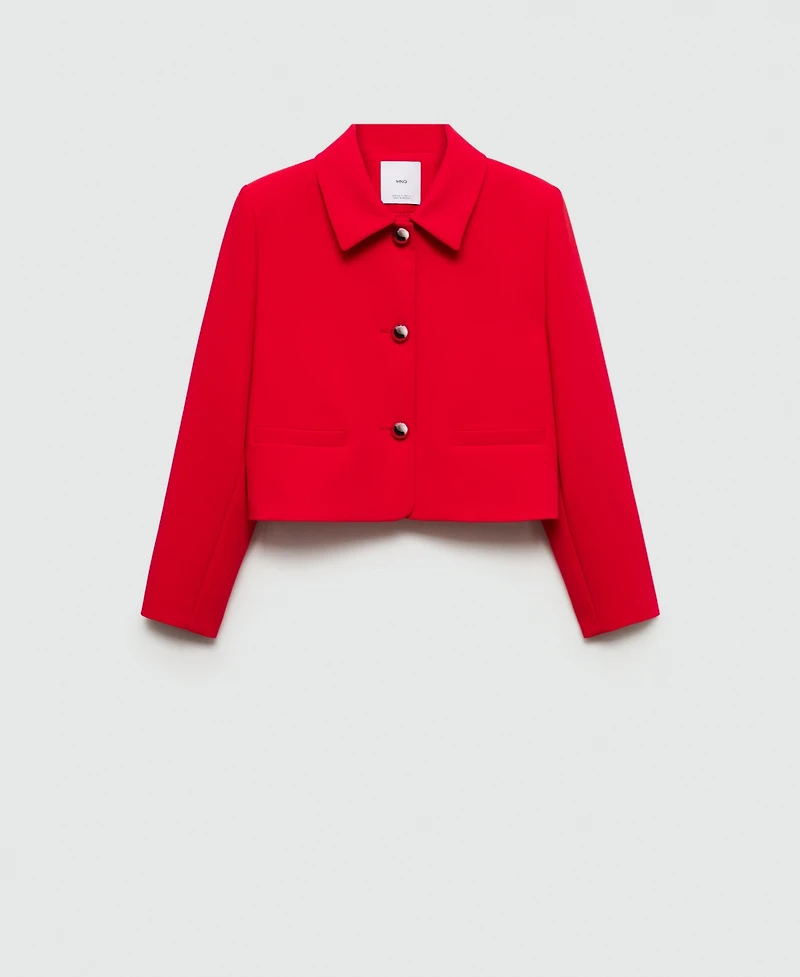 Mango Women's Buttoned Cropped Jacket