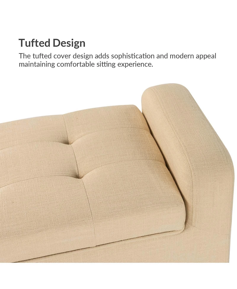 Hulala Home Upholstered Modern Flip Top Storage Bench with Metal Base