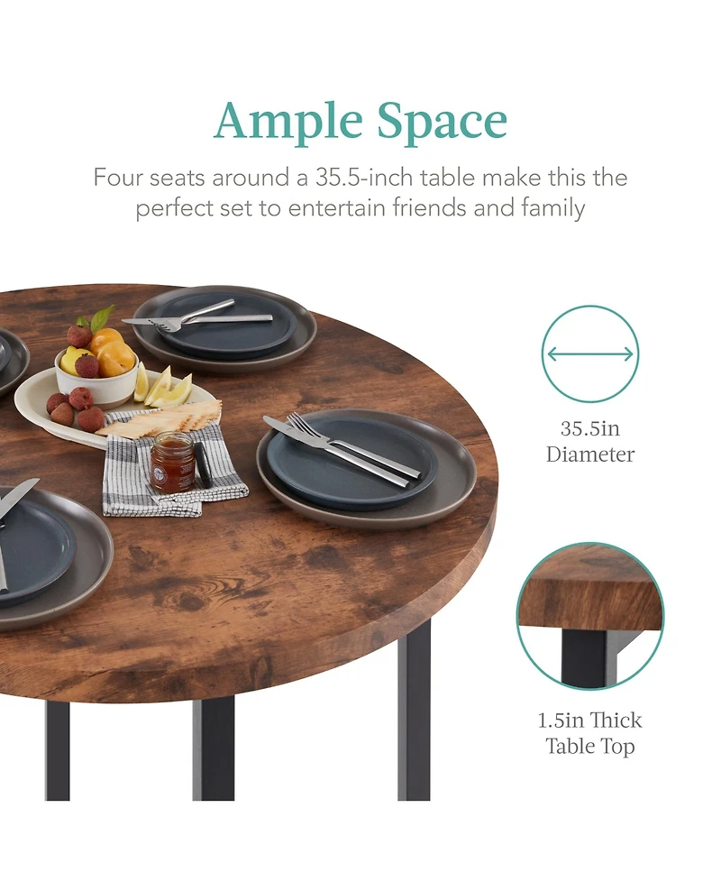 Best Choice Products 5-Piece Modern Round Counter Height Dining Set w/ 4 Chairs, 1.5in Thick Table