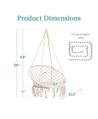 Best Choice Products Handwoven Cotton Macrame Hammock Hanging Chair Swing for Indoor & Outdoor Use w/ Backrest
