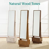 Best Choice Products 360 Swivel Standing Mirrored Jewelry Cabinet, Led-Lit Makeup Organizer w/ Mirror
