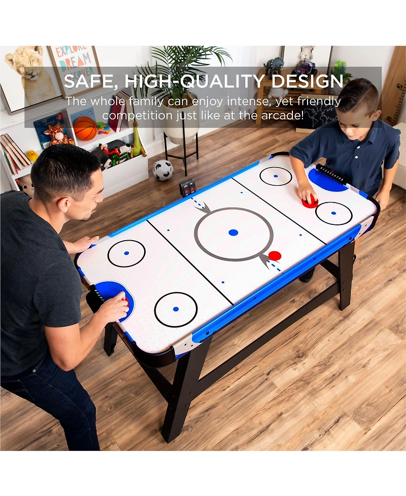 Best Choice Products 58in Mid-Size Air Hockey Table for Game Room w/ 2 Pucks, 2 Pushers, Led Score Board, 12V Motor