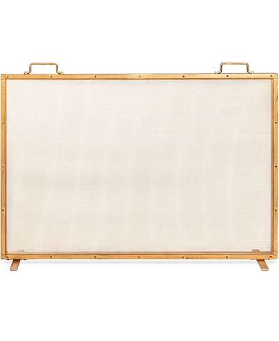 Best Choice Products 38x27in Single Panel Fireplace Screen Handcrafted Steel Mesh Spark Guard w/ Handles