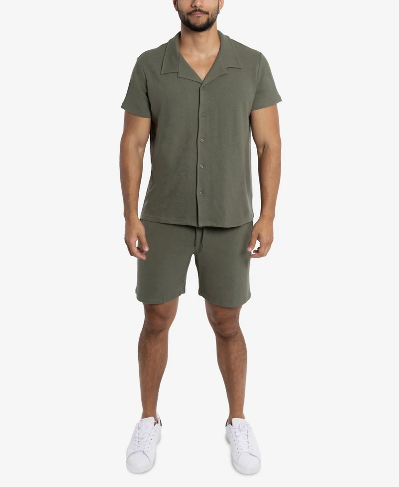 Spring + Mercer Men's Camp Collar Casual Short Sleeve Button-Up Shirt