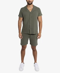 Spring + Mercer Men's Camp Collar Casual Short Sleeve Button-Up Shirt