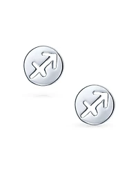 Bling Jewelry Mini Dainty Circle Celestial 12 Constellation Tiny Astrology Horoscope Zodiac Stud Earrings .925 Sterling Silver 12 Birthday Months