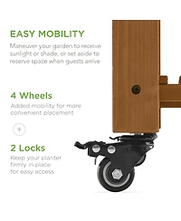 Best Choice Products Elevated Mobile Pocket Herb Garden Bed Planter w/ Lockable Wheels, Storage Shelf - Acorn Brown