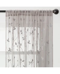 Chanasya Premium Embroidered Vine Curtains - Sheer for Living Room, Bedroom, Kitchen 52" x 84" White, 2 Panels
