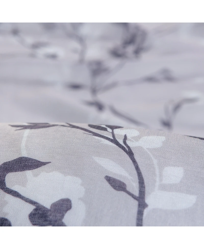 Chanasya Premium 2-Panel Floral Textured Sheer Curtain Panels - 3-in-1 Back Tab, Rod Pocket