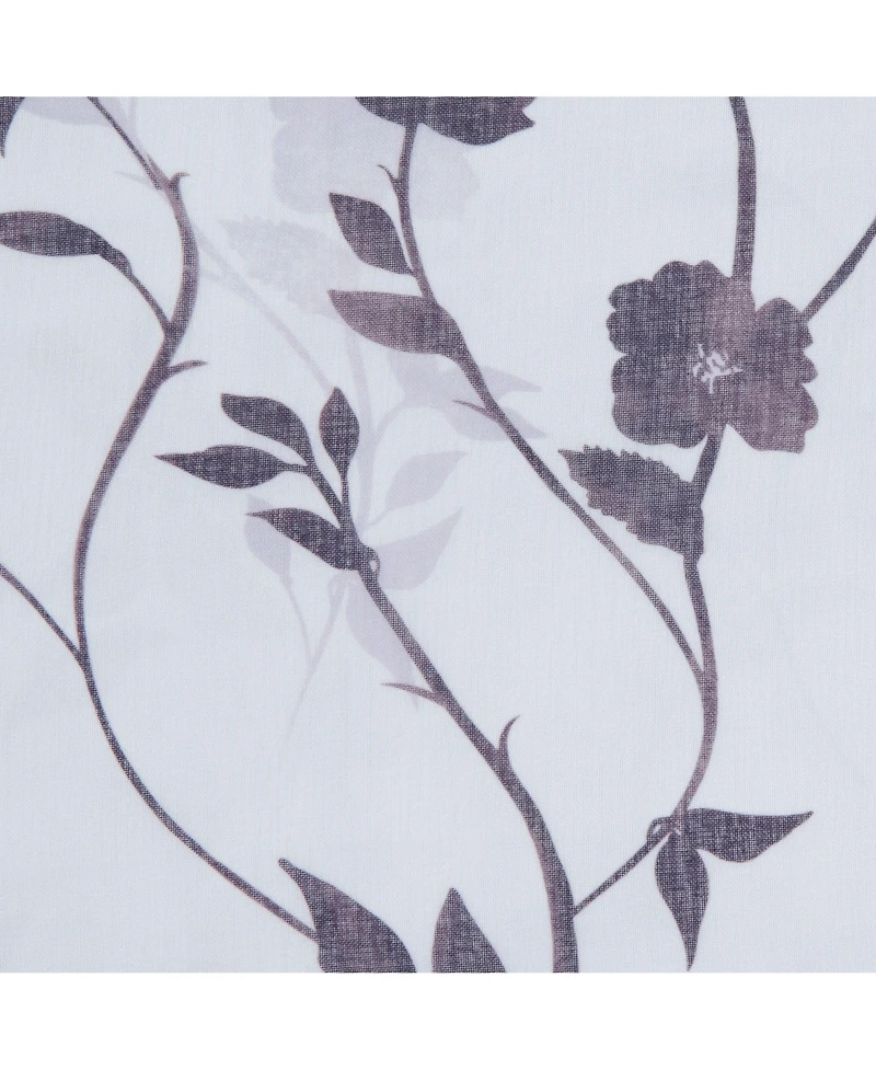 Chanasya Premium 2-Panel Floral Textured Sheer Curtain Panels - 3-in-1 Back Tab, Rod Pocket