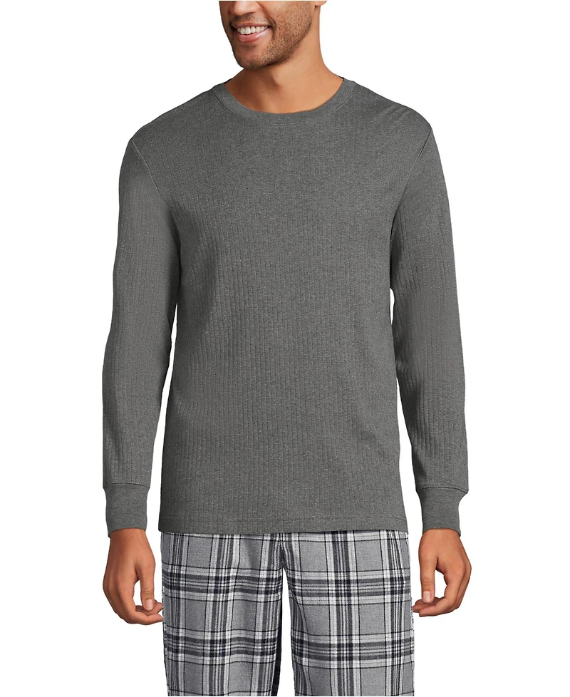 Lands' End Men's Knit Rib Crewneck Pajama Shirt