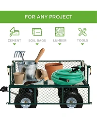 Best Choice Products Heavy-Duty Steel Garden Wagon Lawn Utility Cart w/ 400lb Capacity, Removable Sides, Handle - Gray