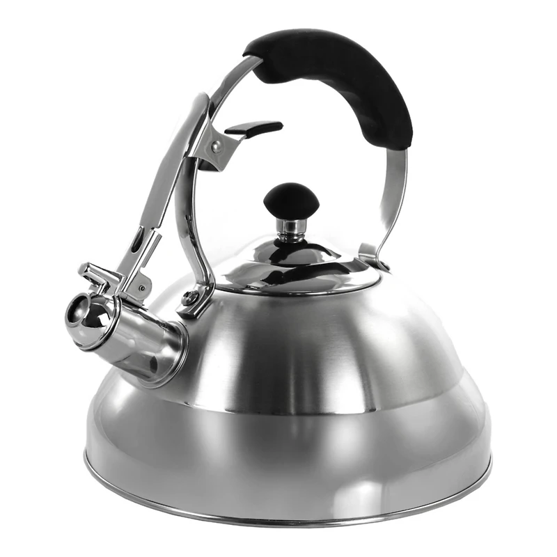 MegaChef 2.7 Quart Stovetop Whistling Kettle in Brushed Silver
