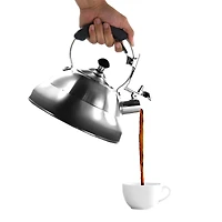 MegaChef 2.7 Quart Stovetop Whistling Kettle in Brushed Silver