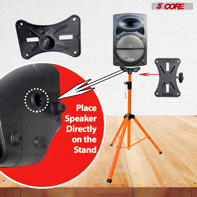 5 Core Speaker Stand Tripod Tall Adjustable 72 Inch Dj Studio Monitor Stands Pole Mount - Orange - 1PC