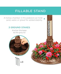 Best Choice Products Solar Outdoor Bird Bath Pedestal Fountain Garden Decoration w/ Fillable Planter Base