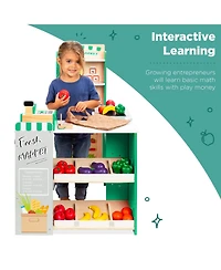 Best Choice Products Kids Pretend Play Grocery Store Wooden Supermarket Set w/ Chalkboard, Cash Register