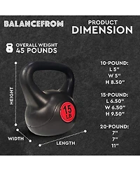 BalanceFrom Fitness BalanceFrom Kettlebell Fitness Exercise Weights, Set of 3, 10, 15, and 20 Pounds