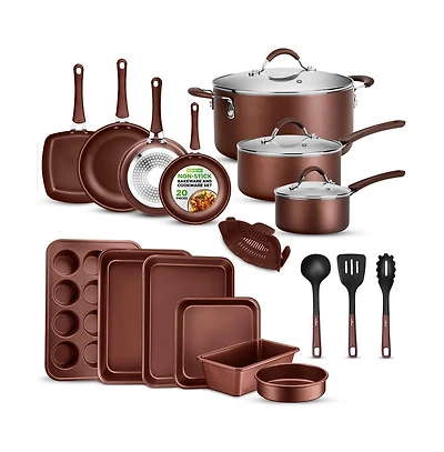 NutriChef Kitchenware Pots & Pans Set – High-qualified Basic Kitchen Cookware Set, Non-Stick (20-Piece Set)