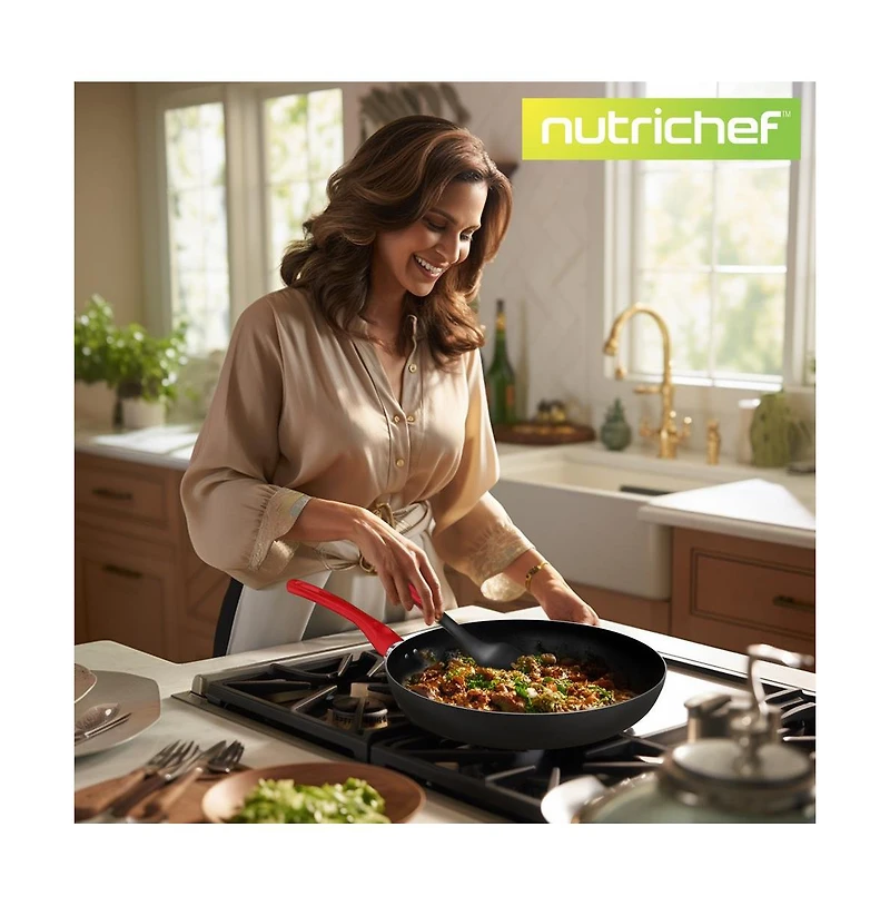 NutriChef Kitchenware Pots & Pans - High qualified Basic Kitchen Cookware Set, Non-Stick Bakeware with Utensils (21-Piece Set)