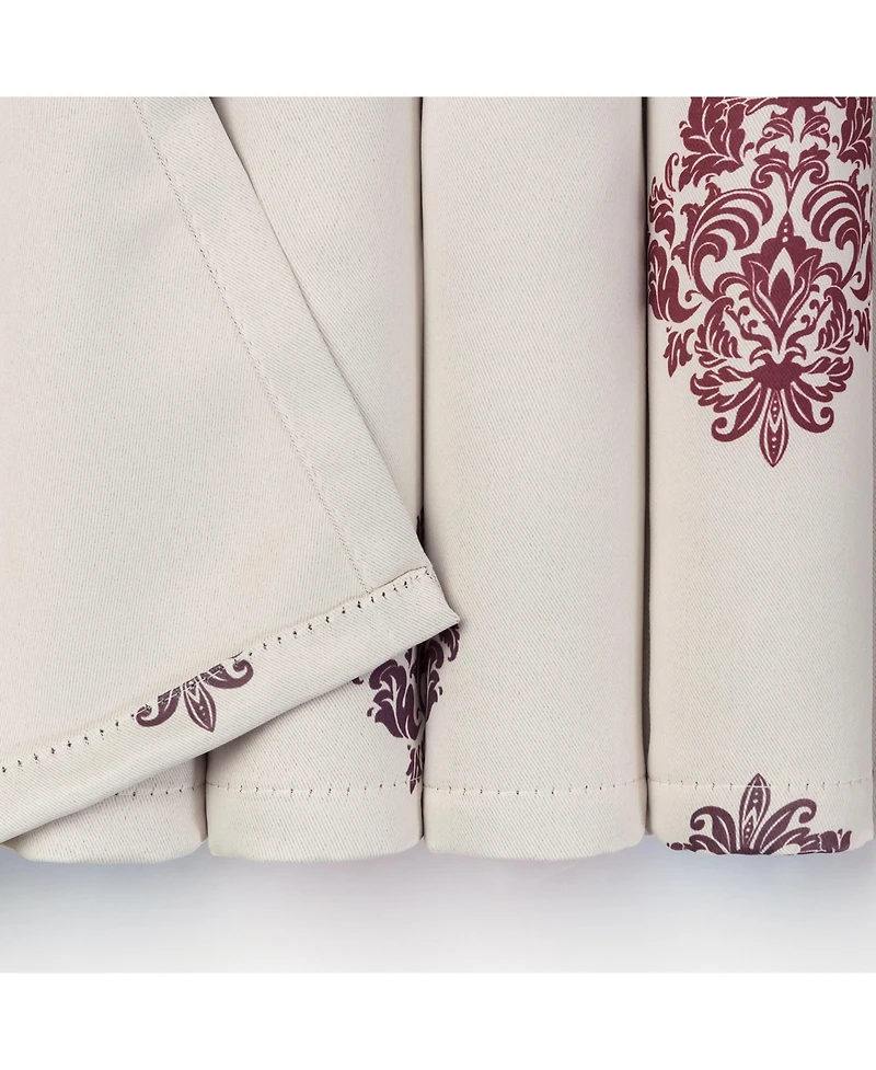 Chanasya Premium 2-Panel Ornamental Damask Room Darkening Curtains - 3-in-1 Back Tab, Rod Pocket, Ring Tab for Windows Living Bedroom