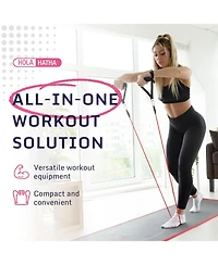HolaHatha Resistance Band 110lb Maximum Workout Set with 5 Bands and 2 Handles