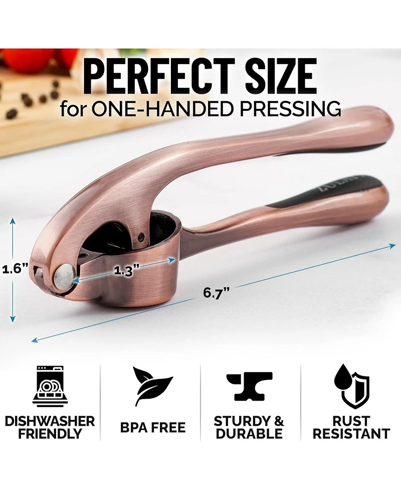 Premium Garlic Press - Durable Masher with Soft, Easy to Squeeze Handle