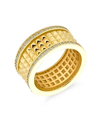 Bling Jewelry Modern Geometric Cz Accent Statement Spike Wide Band Fashion Ring Matte Gold Plated .925 Sterling Silver