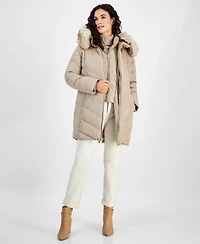 Michael Michael Kors Women's Bibbed Faux-Fur-Trim Hooded Puffer Coat
