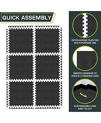 ProsourceFit Checkered Puzzle Exercise Mat 1-in, 24 Sq Ft - 6 Tiles