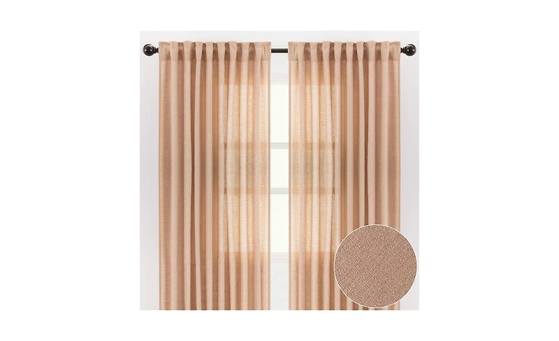 Chanasya Premium 2-Panel Faux Belgian Flax Textured Semi Sheer Curtains
