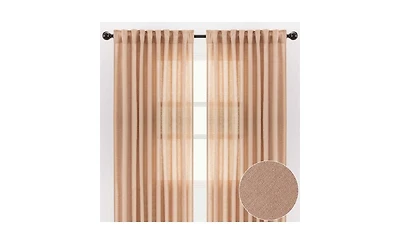 Chanasya Premium 2-Panel Faux Belgian Flax Textured Semi Sheer Curtains