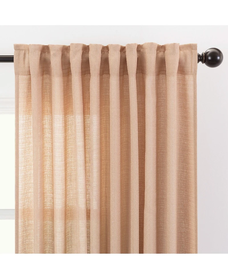 Chanasya Premium 2-Panel Faux Belgian Flax Textured Semi Sheer Curtains