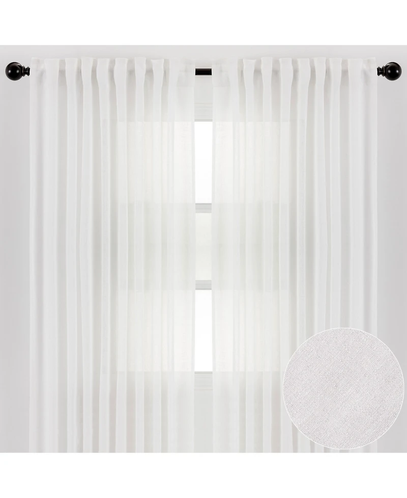 Chanasya Premium 2-Panel Faux Belgian Flax Textured Semi Sheer Curtains