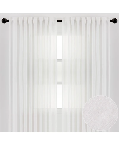Chanasya Premium 2-Panel Faux Belgian Flax Textured Semi Sheer Curtains