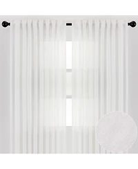 Chanasya Premium 2-Panel Faux Belgian Flax Textured Semi Sheer Curtains
