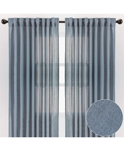 Chanasya Premium 2-Panel Faux Belgian Flax Textured Semi Sheer Curtains