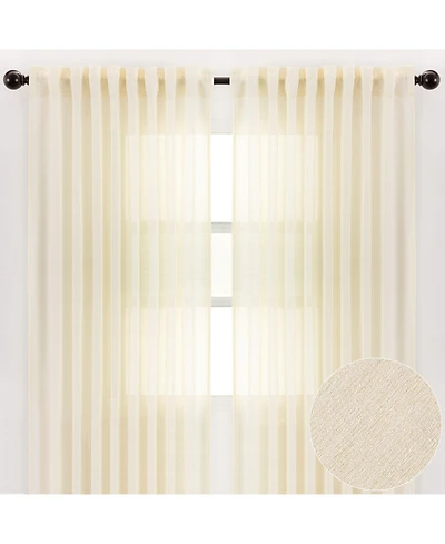 Chanasya Premium 2-Panel Faux Belgian Flax Textured Semi Sheer Curtains