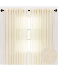 Chanasya Premium 2-Panel Faux Belgian Flax Textured Semi Sheer Curtains